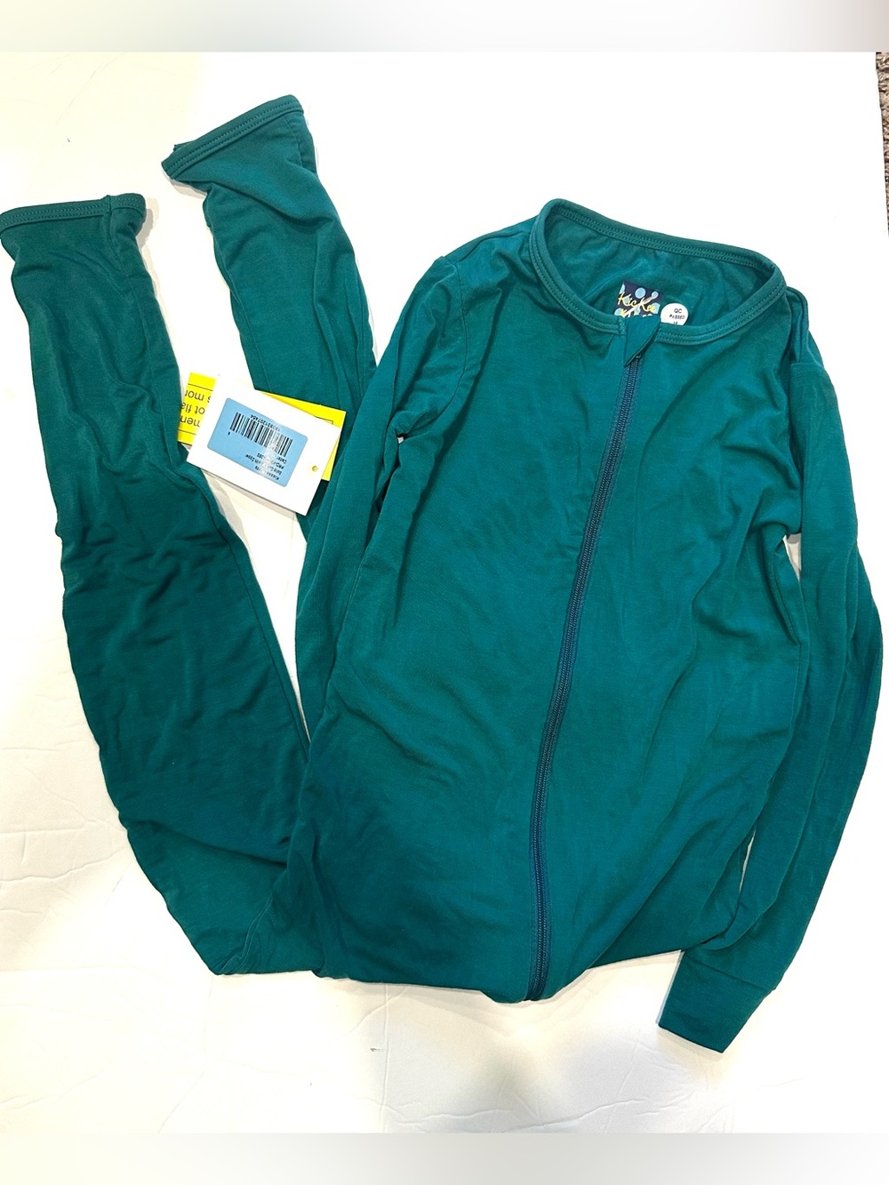 KicKee Pants Kids Solid Coveralls With Zipper Open At Feet Turquoise Size 6 NWT
